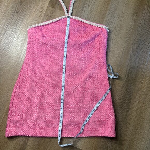 Tuckernuck Petra Mini Dress size XL Pink Tweed & Pearl Hyacinth House halter - Picture 11 of 14